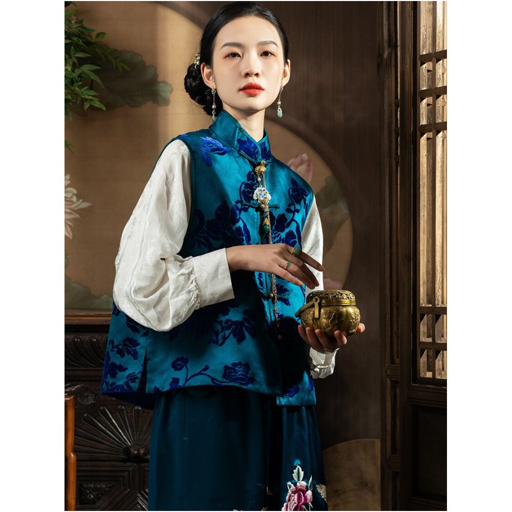 Our flagship product PSL554 Intangible Cultural Heritage Zhangzhou Velvet High end New Chinese Style Silk Zhangzhou Velvet Vest Sleeveless Jacket image 2