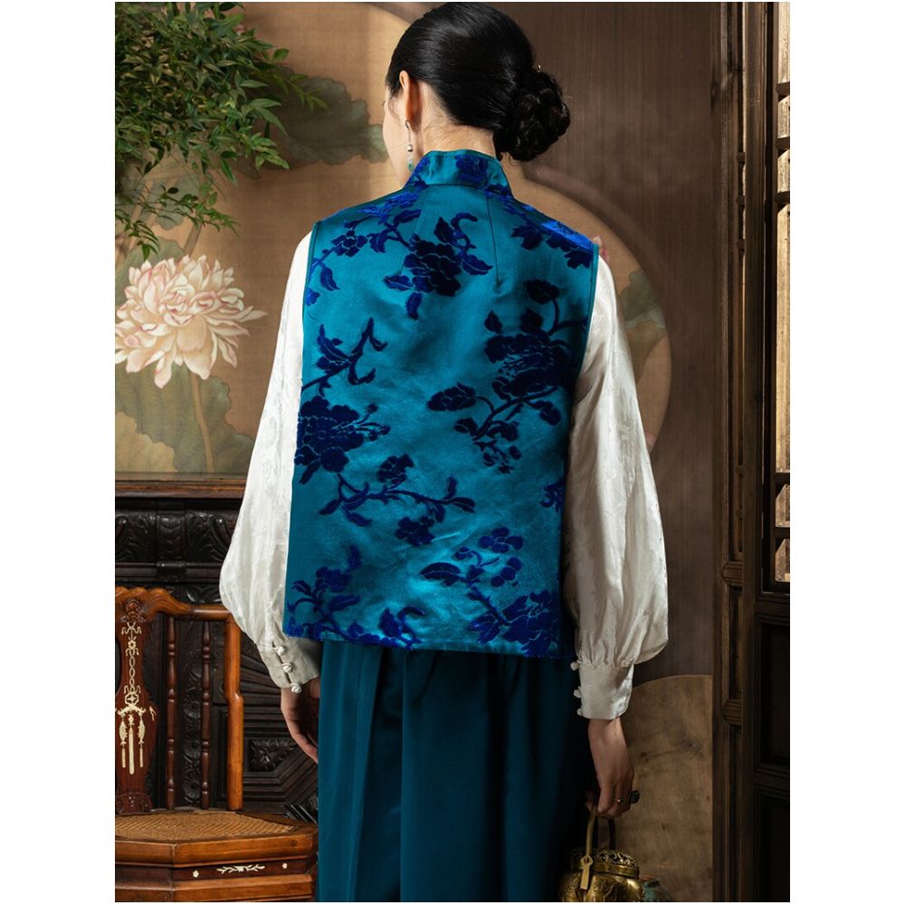 Our flagship product PSL554 Intangible Cultural Heritage Zhangzhou Velvet High end New Chinese Style Silk Zhangzhou Velvet Vest Sleeveless Jacket image 3