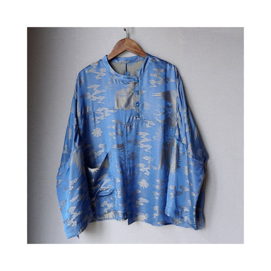 ASAYA6652 – Celestial Silk Mandarin Blouse ☁️🩵