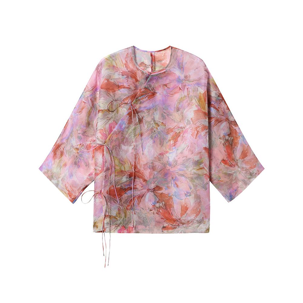 FAIRY WANG s Italian Original Xuan 100 Mulberry Silk New Chinese Style Printed Top Dress image 5