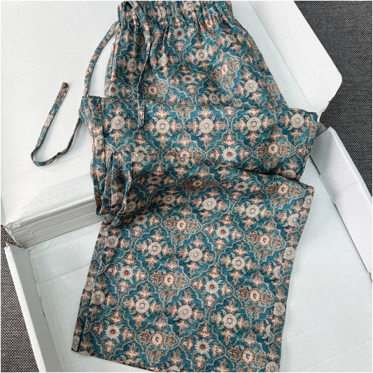 ASAYA6663 – Azure Mosaic Relaxed Trousers 🦋🌊
