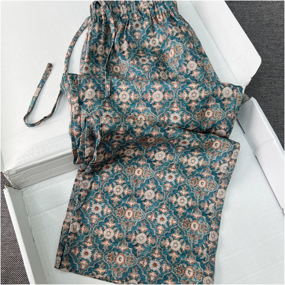 ASAYA6663 – Azure Mosaic Relaxed Trousers 🦋🌊