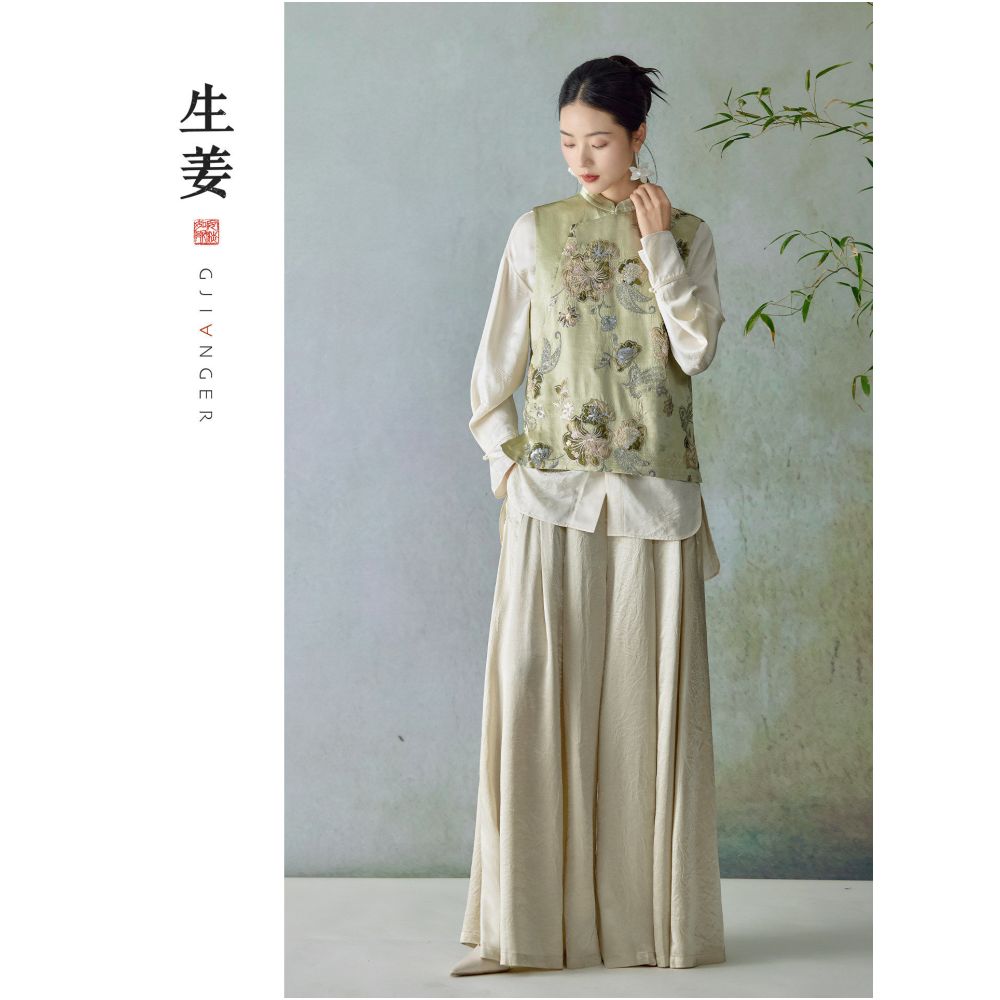 Ginger embellished New Chinese Style Original 2026 Spring New Arrival Heavy duty Appliqu Embroidery Chinese Vest 31612422A image 2