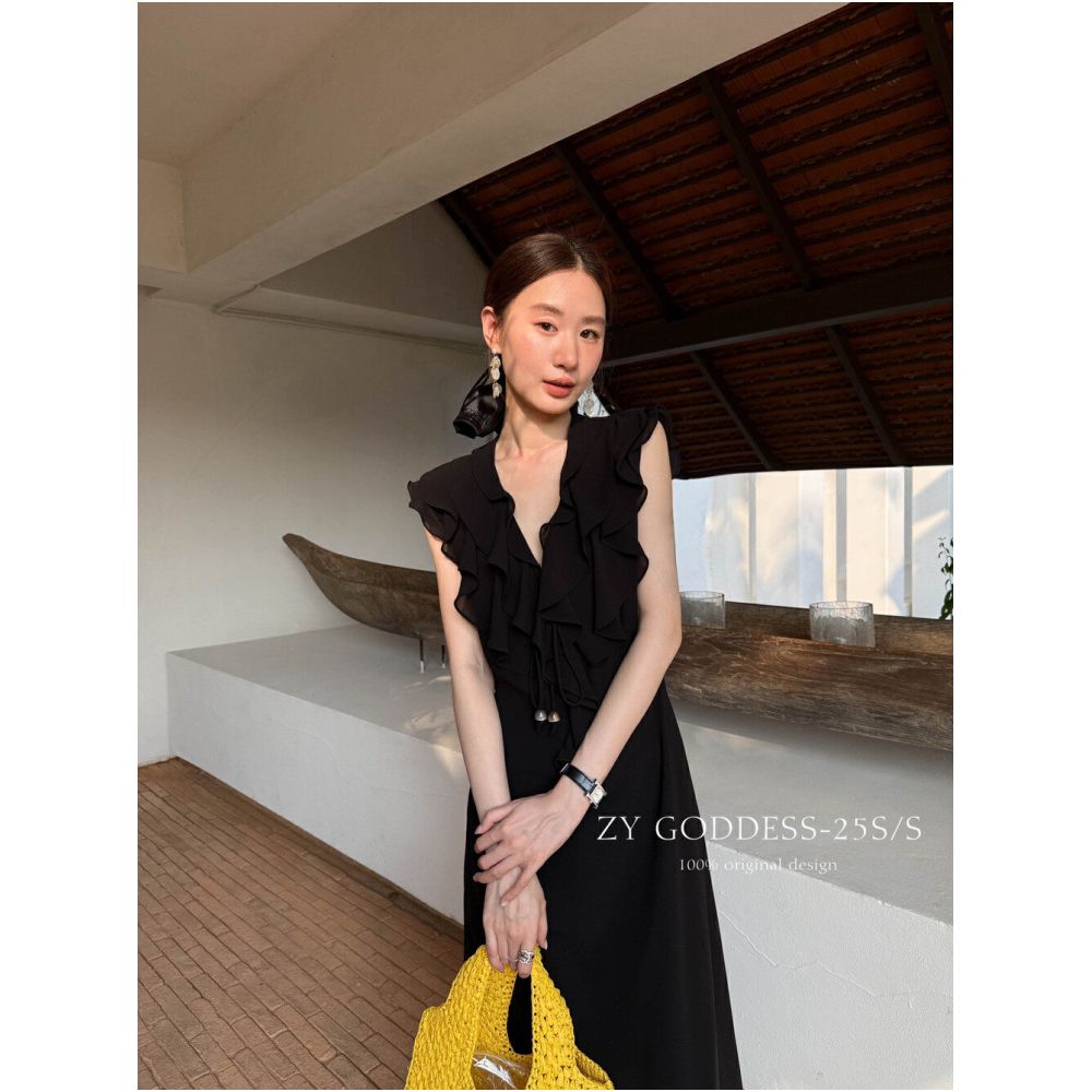 ASAYA6680 – Riviera Ruffle Midi Dress 🤍🕊️
