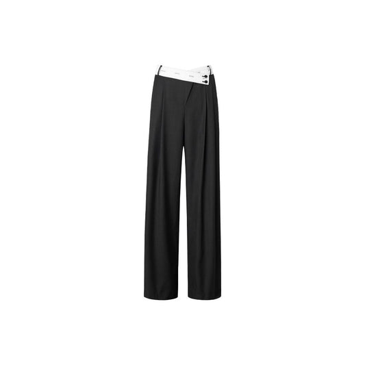 ASAYA6681 – Edge Contrast Wide-Leg Trousers 🖤⚪
