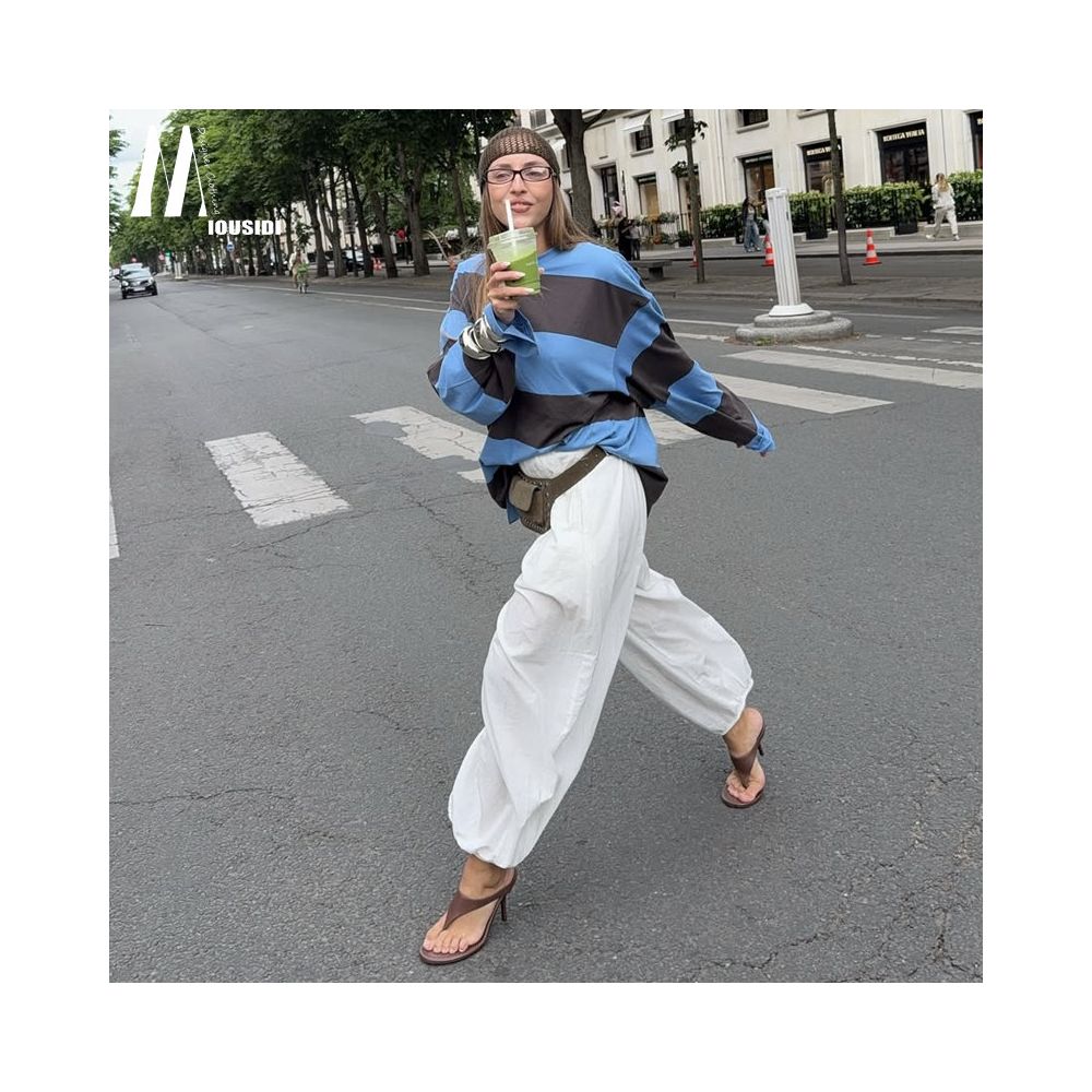 Spring and summer loose casual pants balloon pants sickle pants lantern flower buds lazy and slimming fashion yoga ankle binding wide leg pants image 3