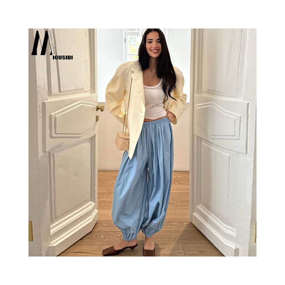 Spring and summer loose casual pants balloon pants sickle pants lantern flower buds lazy and slimming fashion yoga ankle binding wide leg pants image 0