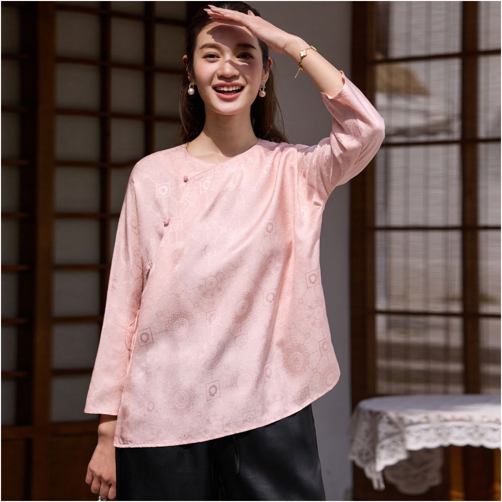 ASAYA6698 – Blush Harmony Silk Blouse 🌸🩷