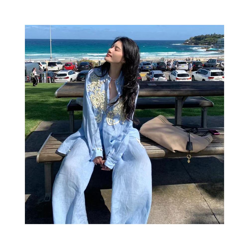 ASAYA6705 – Azure Coast Embroidered Set 🌊🩵