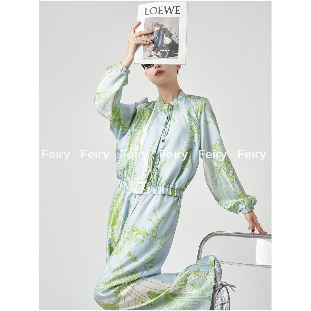 Color blocking workwear shirt set women s thin style 2026 summer new style loose cardigan jacket pants casual two piece set image 4