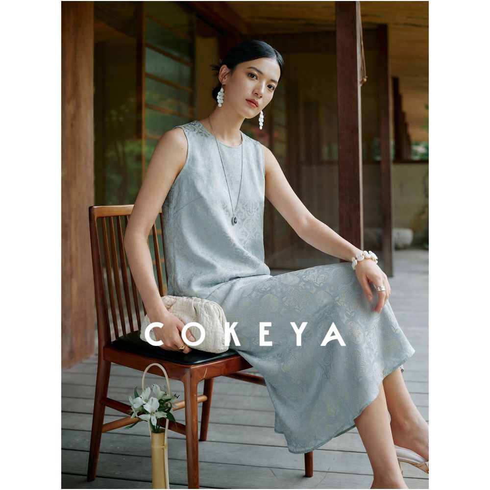 COKEYA Oriental Beauty Silk Round Neck New Chinese Style Sleeveless Tank Top Women s Summer Fish Tail Half Skirt Set image 2