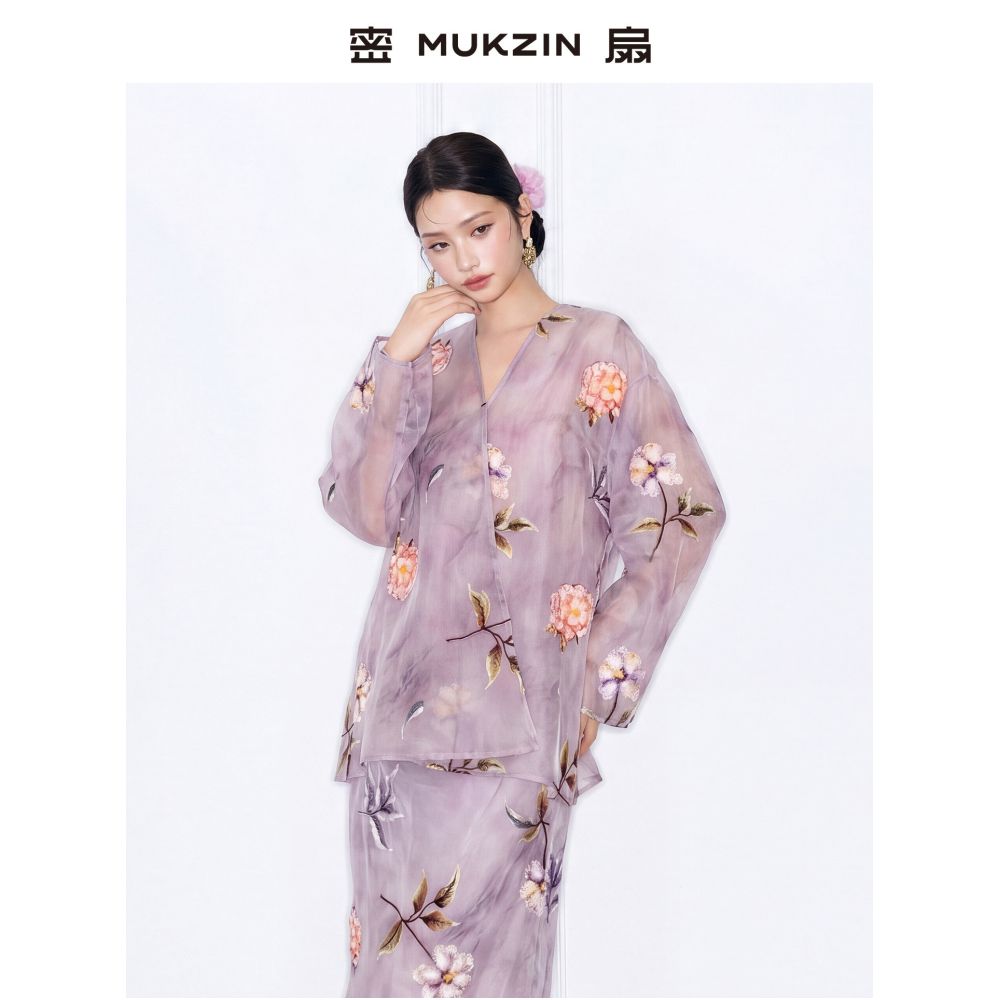 Mishan 2026 Summer New Arrival A Midsummer Night s Dream New Chinese Style Embroidered Loose Purple V Neck Jacket Set image 1