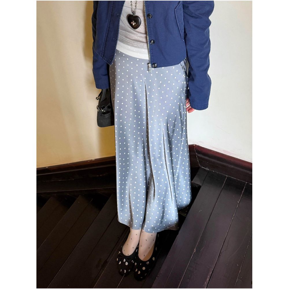 ASAYA6729 – Parisian Polka Satin Skirt 🎀🩶