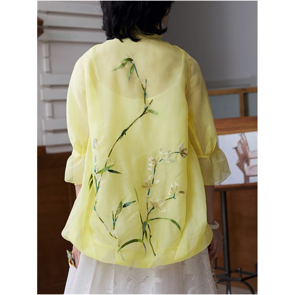 Our signature item JCL743 Ethnic Style Retro Chinese Silk Organza Embroidered Sun Protection Top for Women image 3