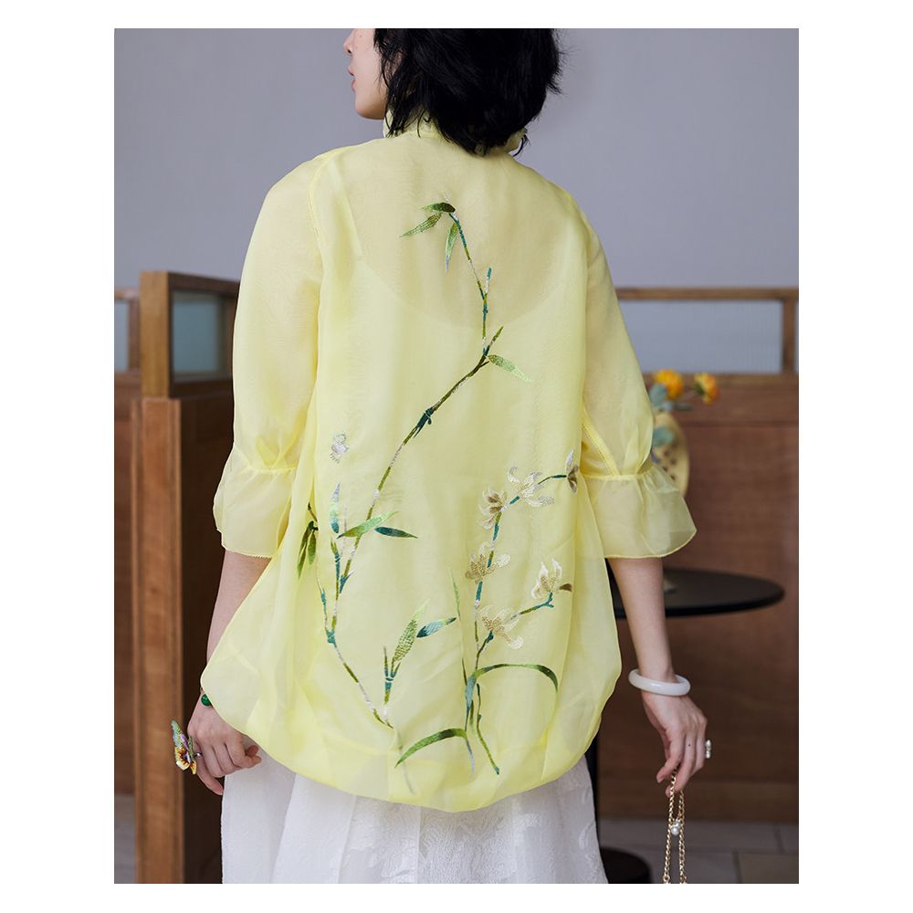 ASAYA6740 – Celestial Bloom Silk Organza Jacket 🌼✨