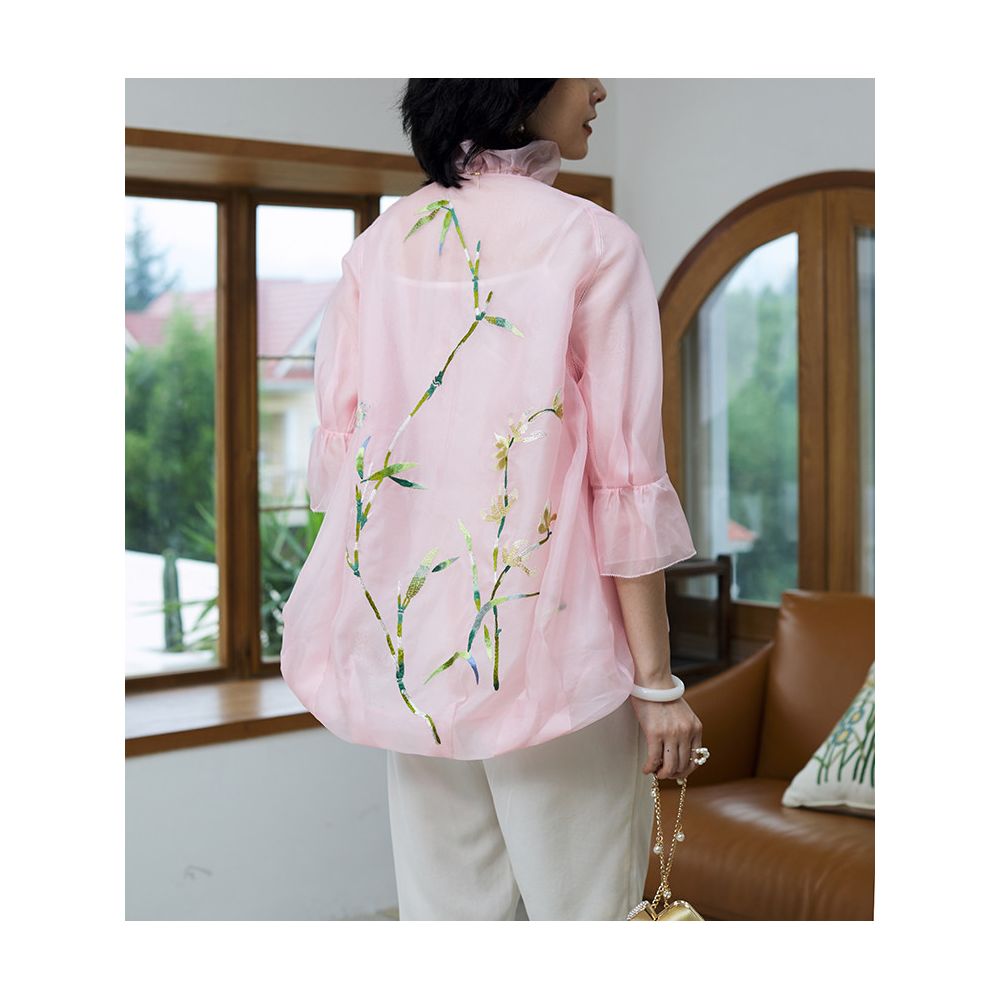 ASAYA6740 – Celestial Bloom Silk Organza Jacket 🌼✨