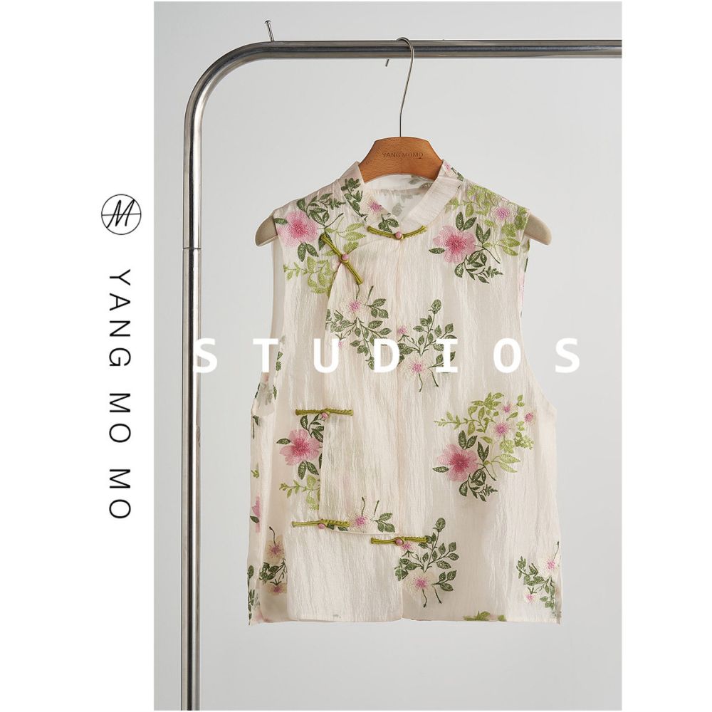 New Chinese Style Slanted Placket Embroidered Pleated Vest anASAYA6747 – Blossom Jade Oriental Set 🌸🍃d Skirt Set 2026 New Women s Summer Outfit