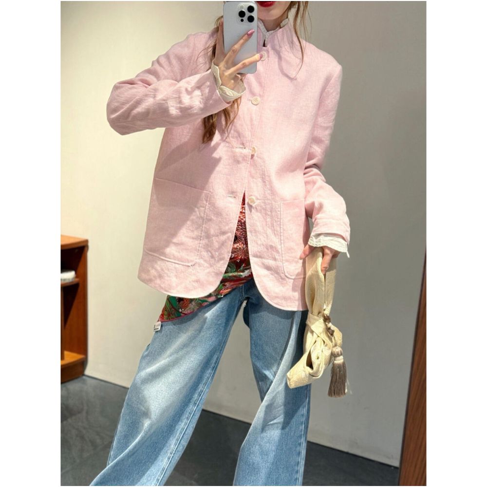 ASAYA6758 – Rosé Lumière Linen Jacket