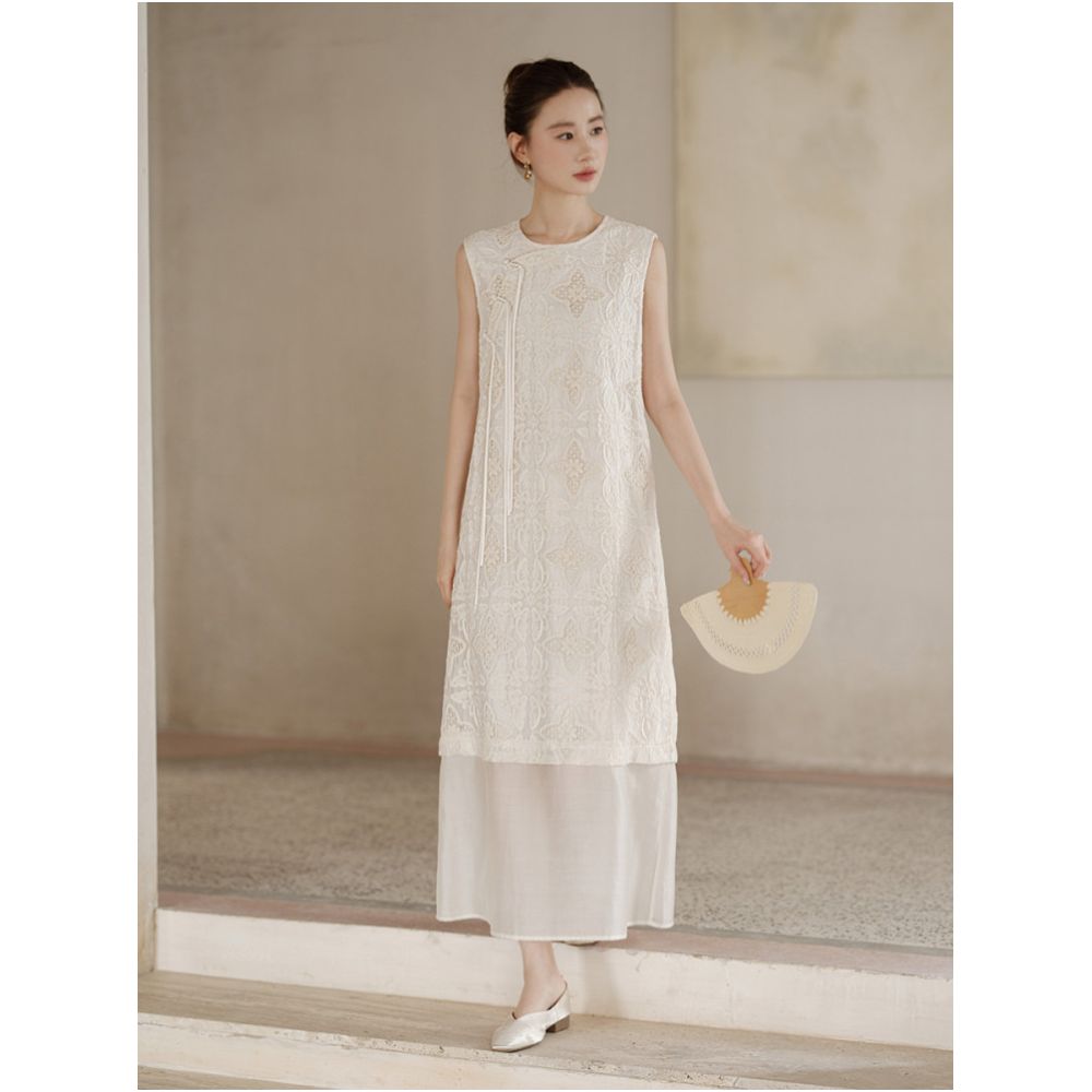 Chu Chan Yi Shi New Chinese Style Dress for Women Summer 2026 Elegant Retro Loose fitting Slanted front Modified Cheongsam image 3