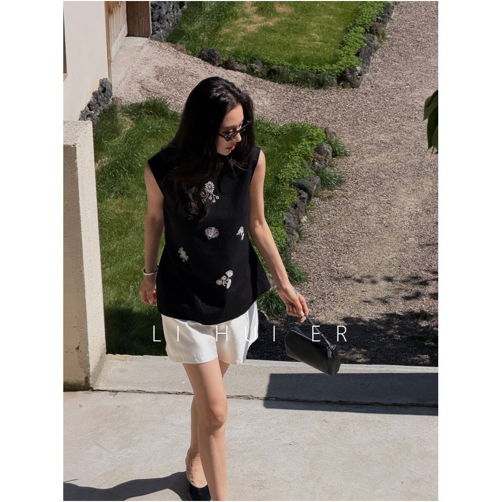 LiHuiEr Daybreak Pearl White Straight Leg Shorts for Women Summer Style Minimalist Casual Pants image 3