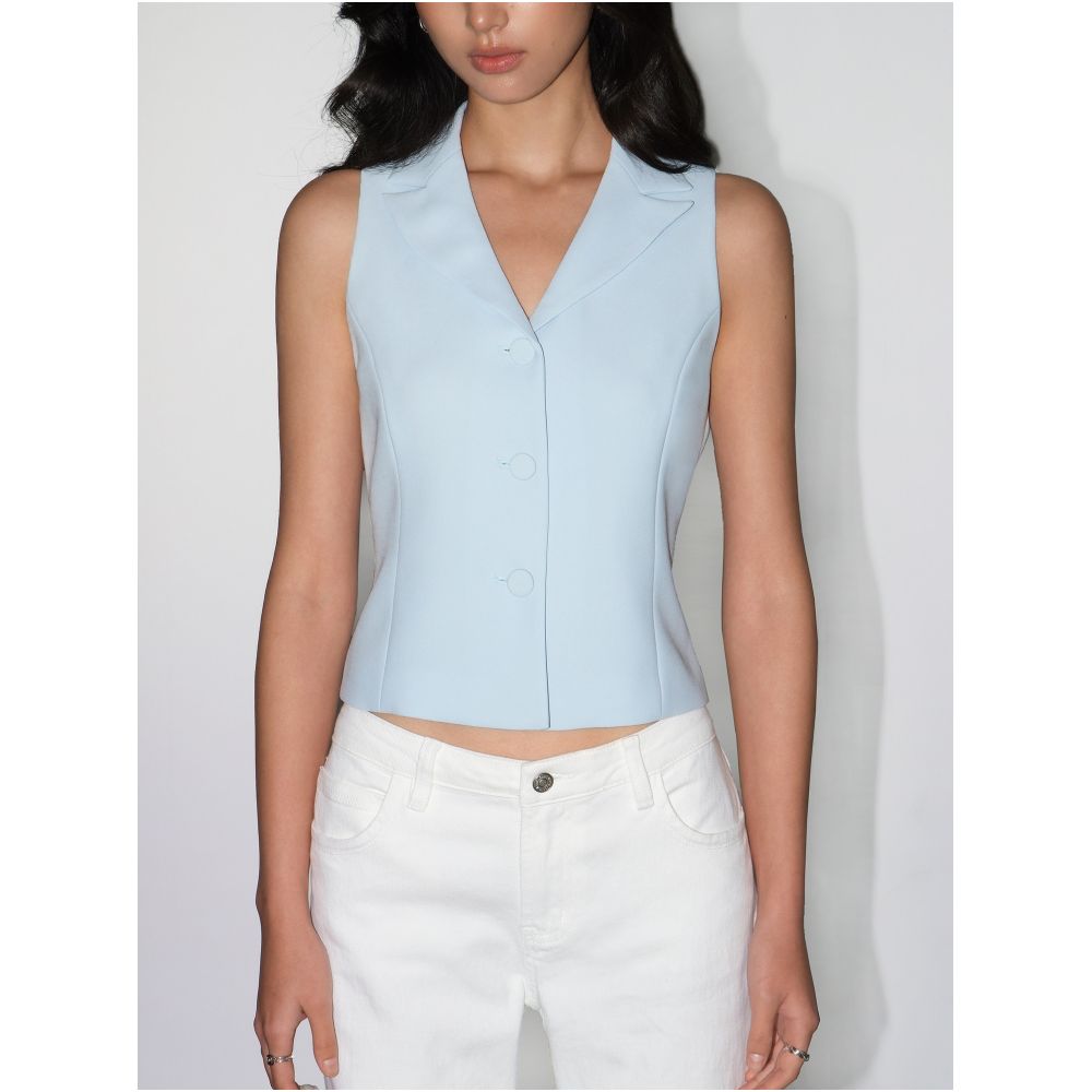 NEVA HU Free Street Classic V neck Suit Vest for Women Slim Fit Sleeveless Commuter Style Top image 1