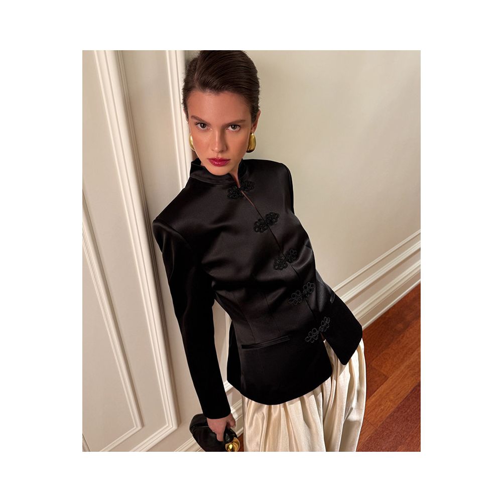 ASAYA6824 – Noir Dynasty Mandarin Jacket 🖤✨