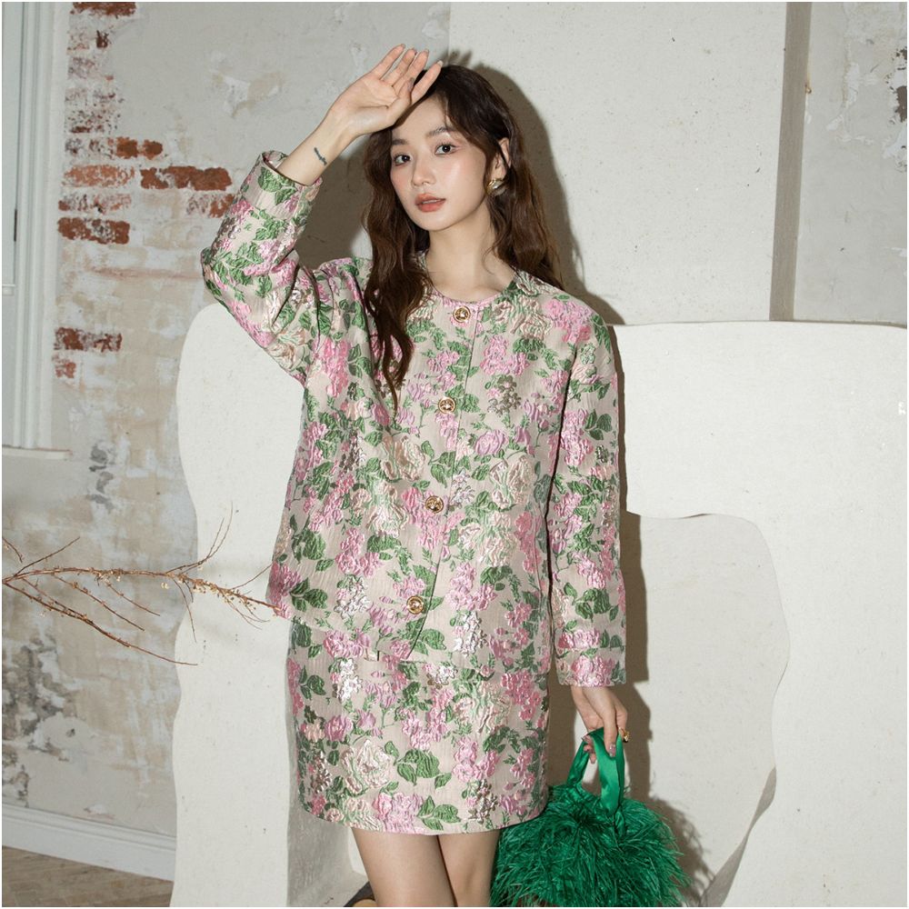 ASAYA6843 – Sakura Bloom Jacquard Set 🌸🍃
