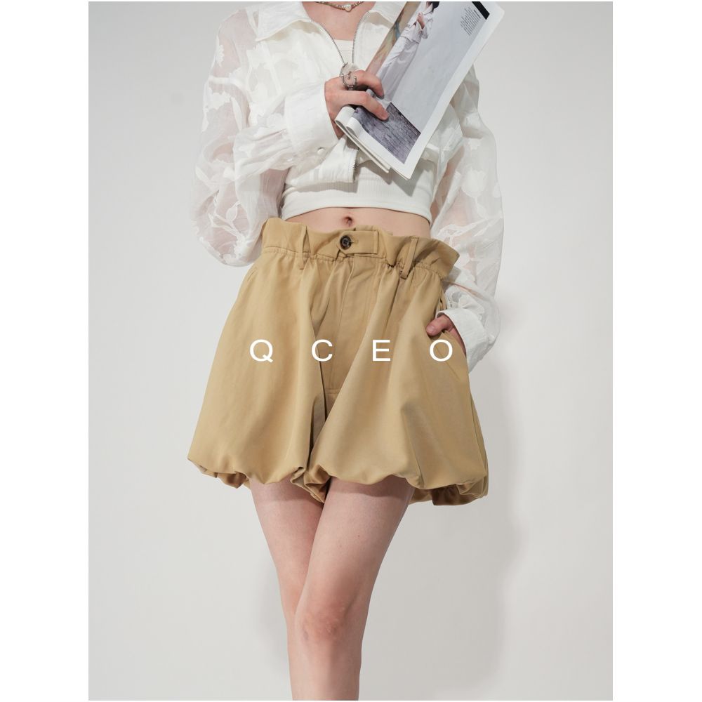QCEO s Slimming Miracle Pants Airy Pleated Lantern Pants Casual Shorts High Waisted Pleated Tulip A Line Pants for Women s Summer image 0