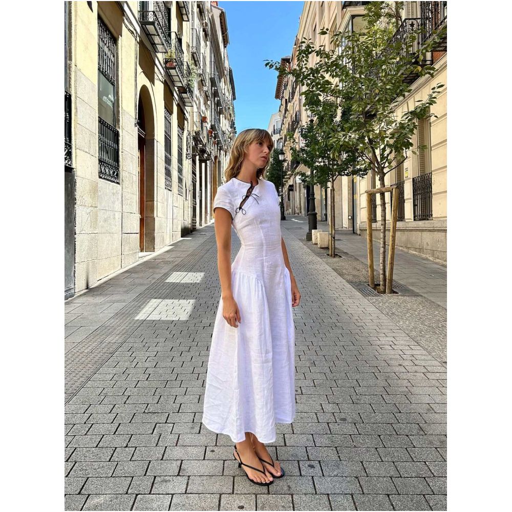 ASAYA6830 – Marbella Linen Midi Dress ☀️🤍