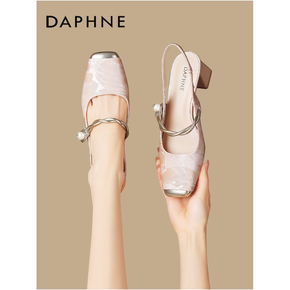 Daphne New Chinese Style High Heeled Sandals for Women 2026 Summer Style Chunky Heel Closed Toe Mary Jane Shoes image 0