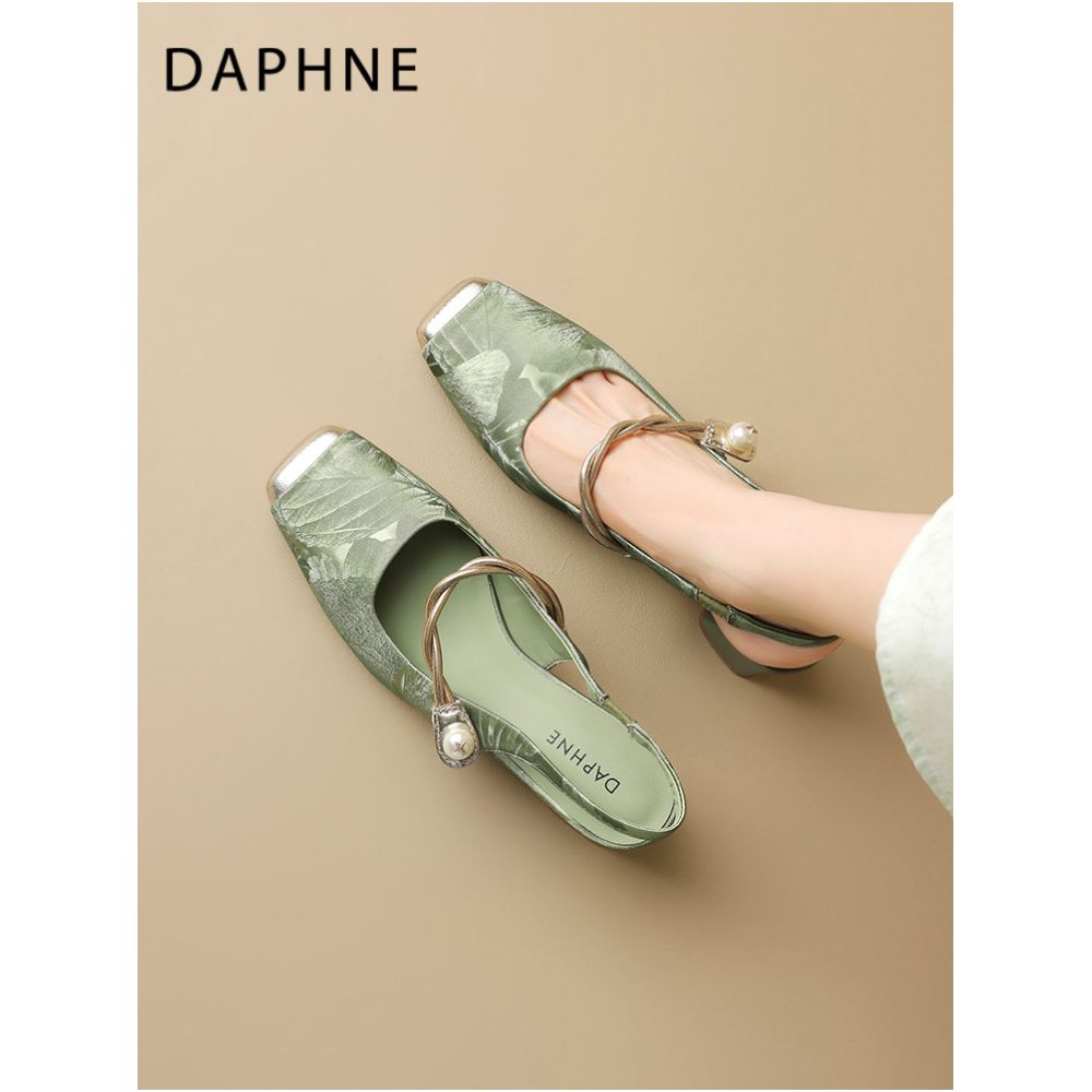 Daphne New Chinese Style High Heeled Sandals for Women 2026 Summer Style Chunky Heel Closed Toe Mary Jane Shoes image 2