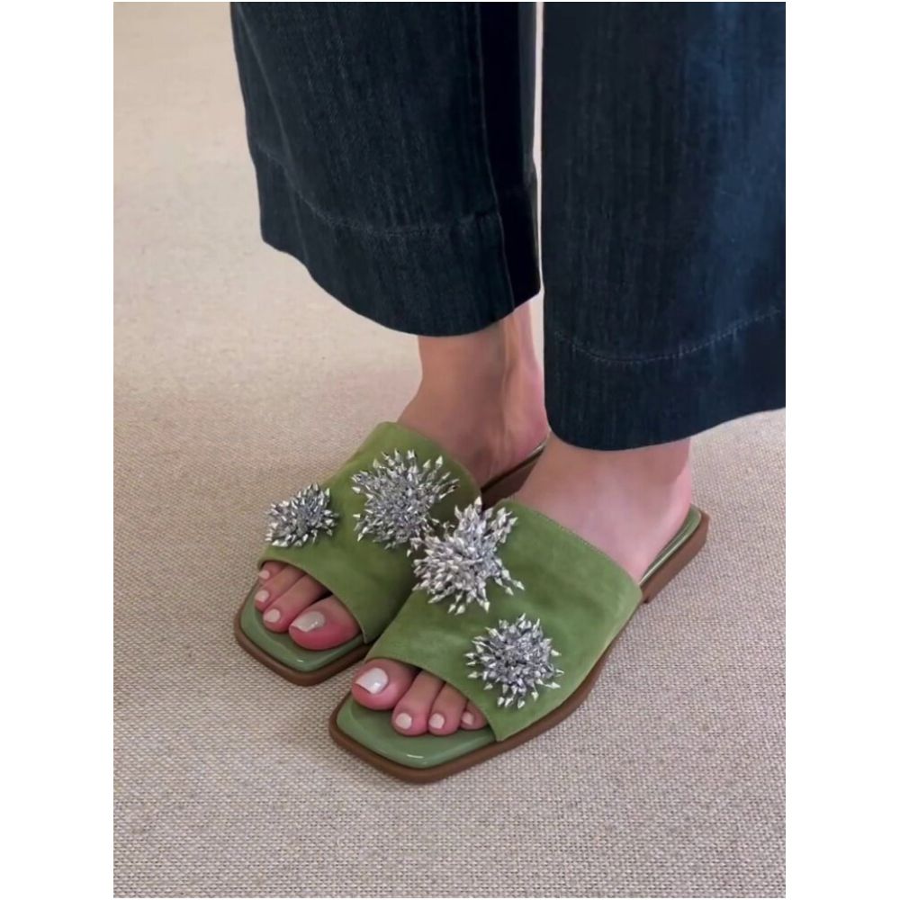 Lambskin version French retro niche flip flops and mules 2025 new summer style fashionable genuine leather sandals image 2