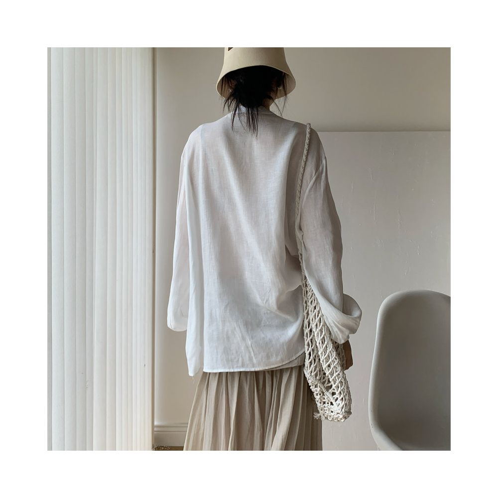 Aowen 2026 Summer New Chinese Style Heavy Embroidery Beaded Light National Style Long Sleeve Sun Protection Top Lightweight Comfortable Elegance image 5