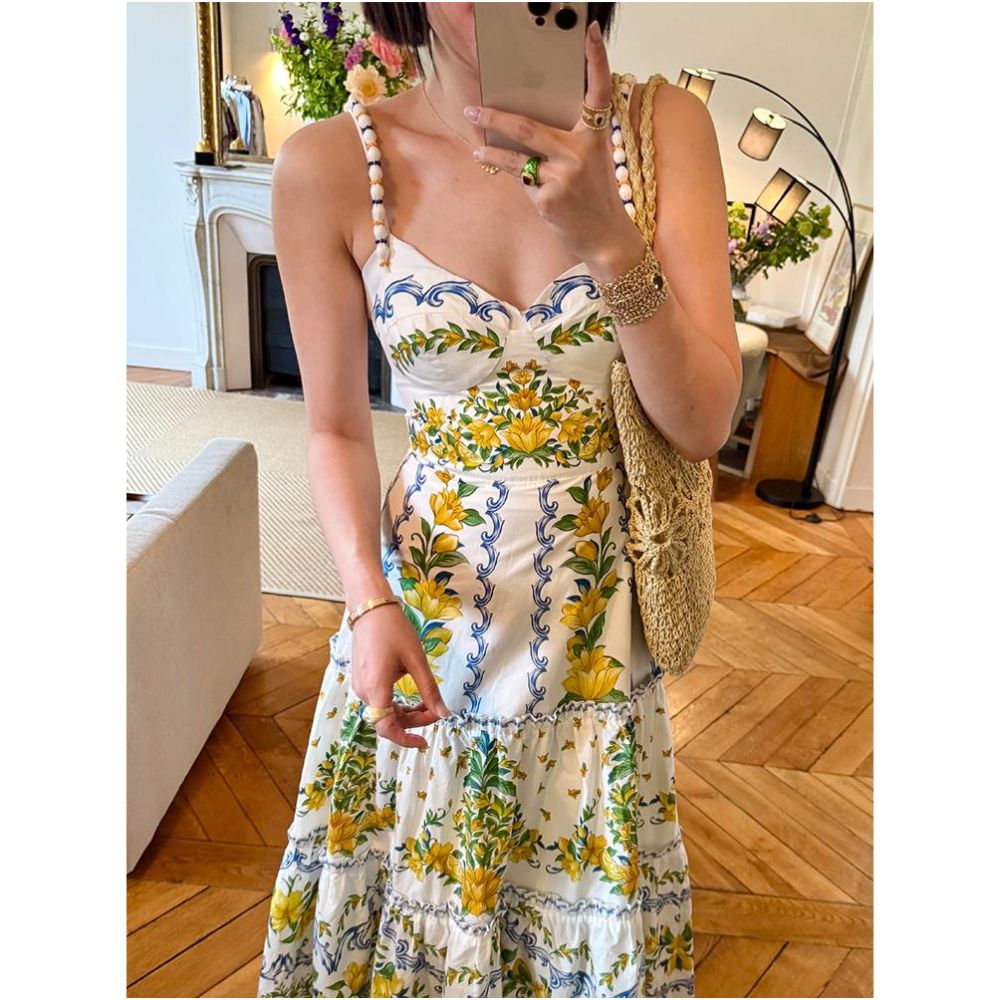 This year s trendy and unique white floral print sundress with a cinched waist is a popular summer style for women in 2025 image 3