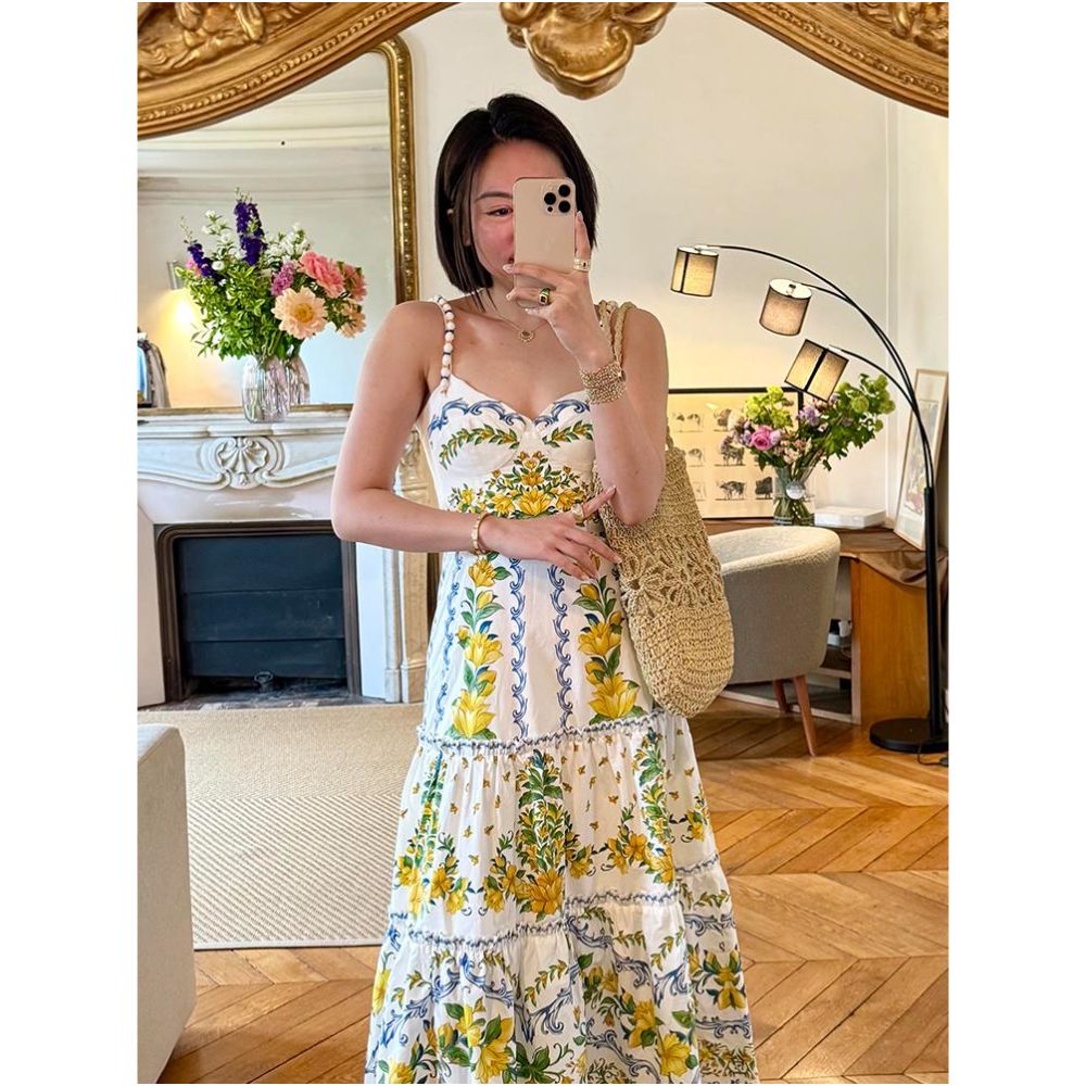 This year s trendy and unique white floral print sundress with a cinched waist is a popular summer style for women in 2025 image 4