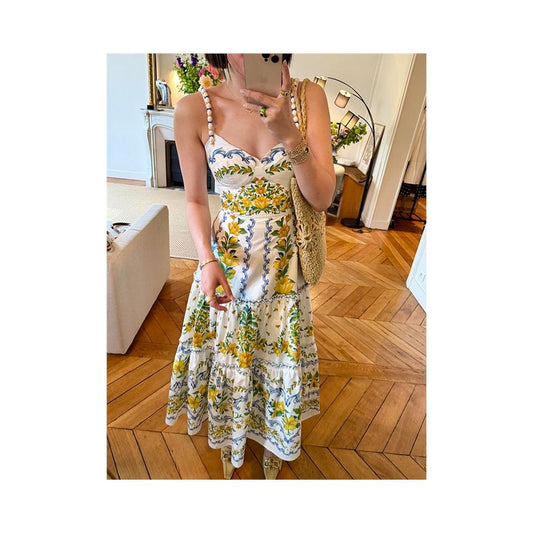 ASAYA6863 – Amalfi Bloom Maxi Dress 🌼🍋🤍