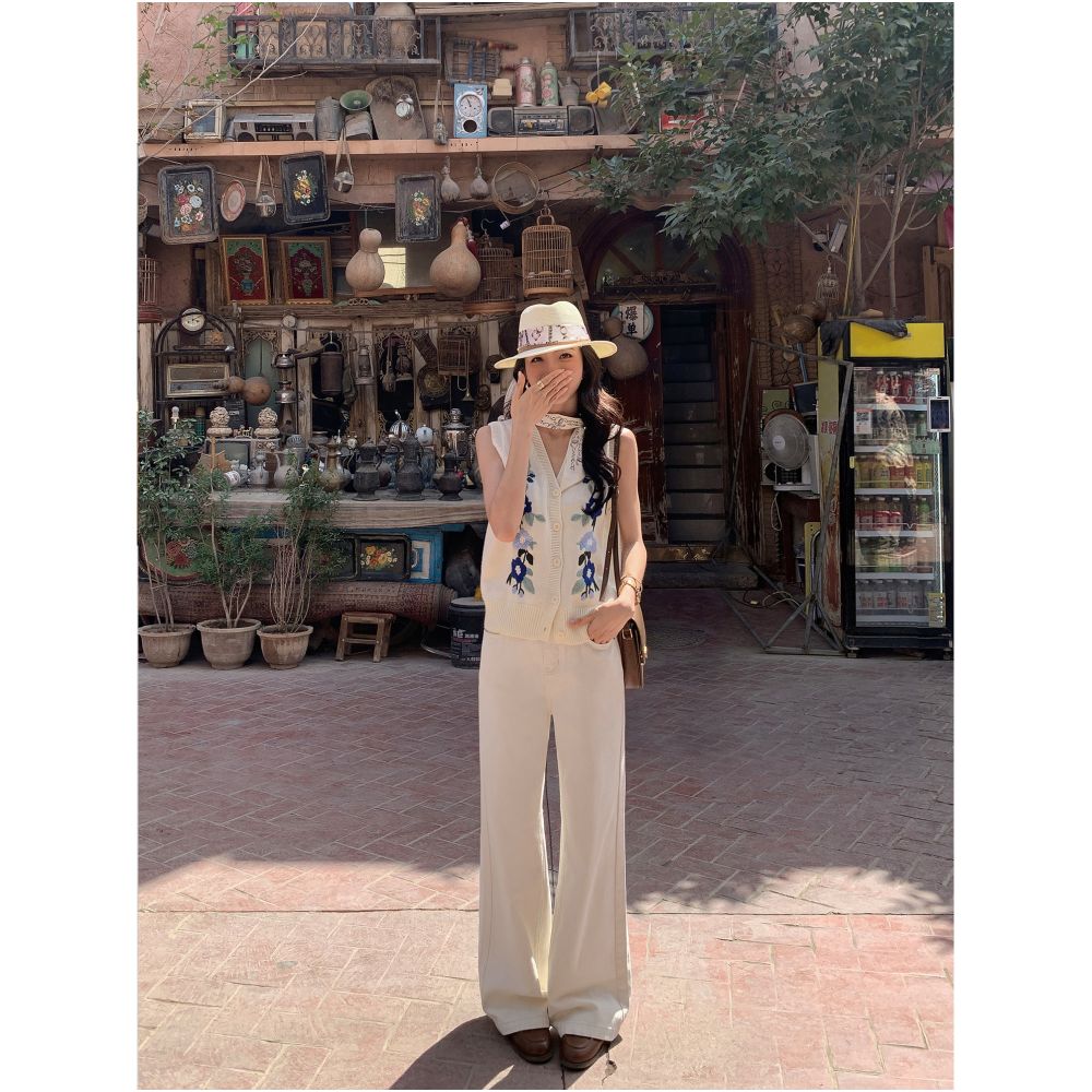 ASAYA6866 – Ivory Breeze Wide-Leg Pants 🤍✨🌿