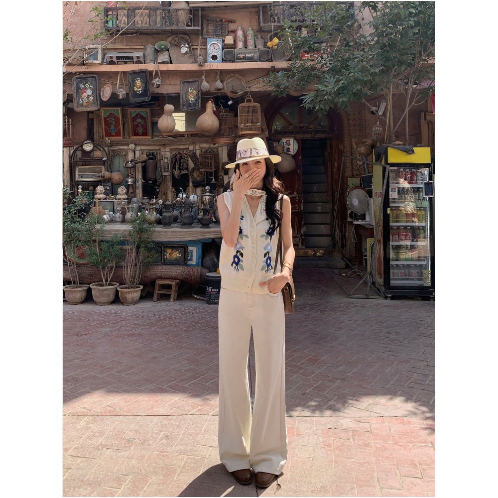 ASAYA6866 – Ivory Breeze Wide-Leg Pants 🤍✨🌿