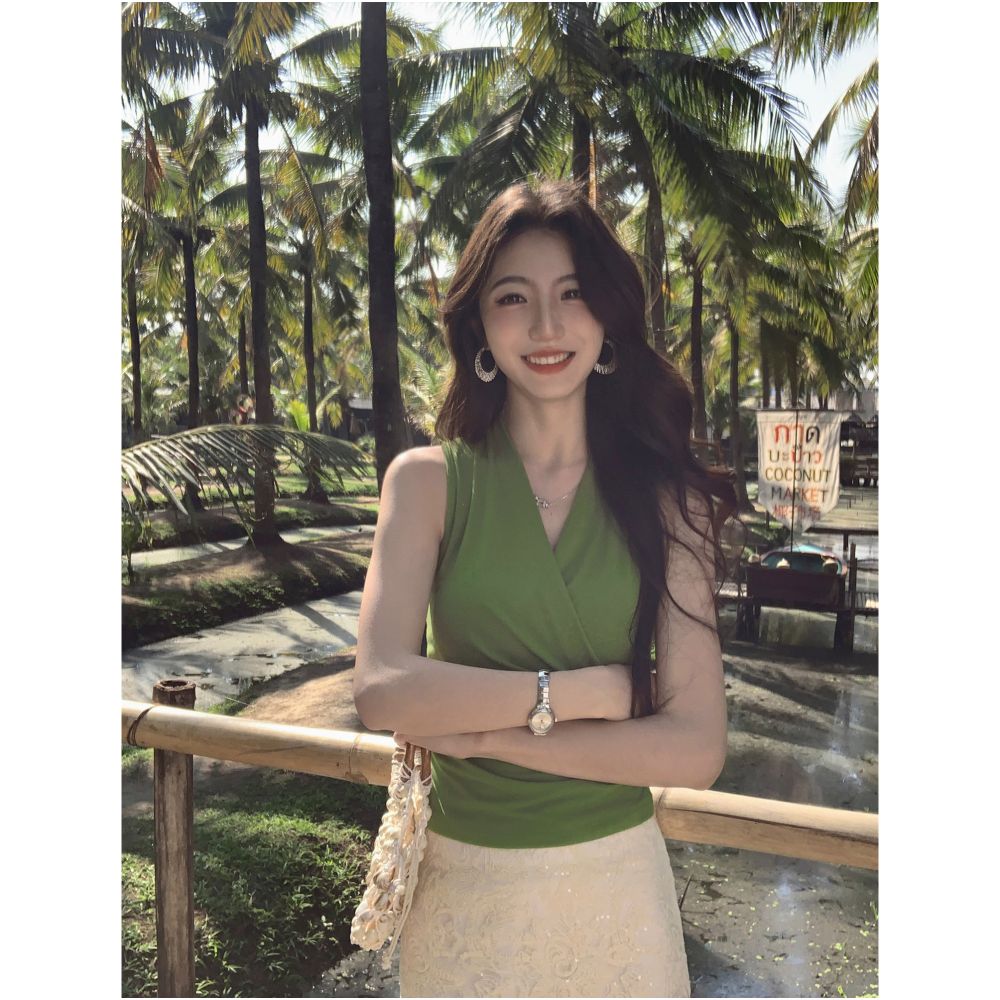 ASAYA6870 – Riviera Wrap Knit Top 💚🖤💜✨