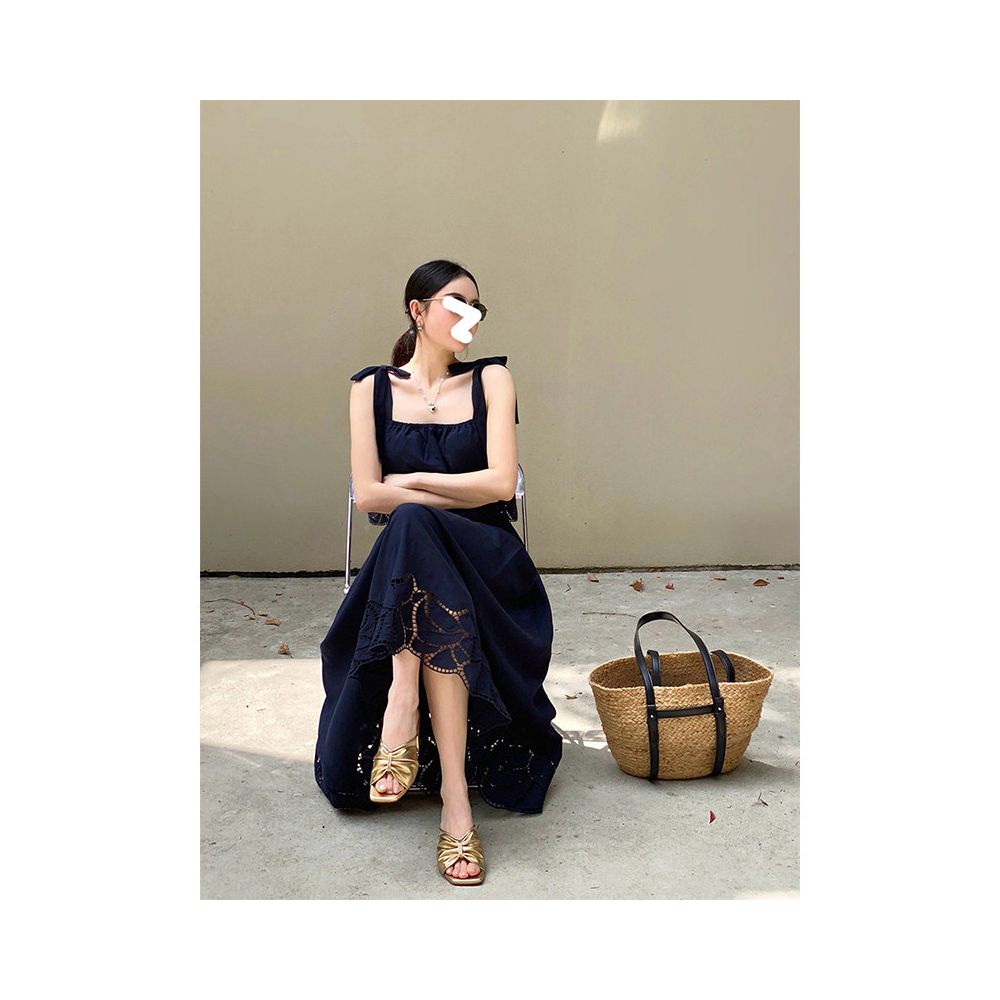Drawdream same day shipping Women s summer delicate lace skirt set with square neck hollow embroidery camisole top image 2
