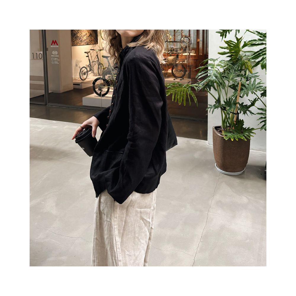 ASAYA6879 – Heritage Linen Mandarin Blouse 🌿🤎