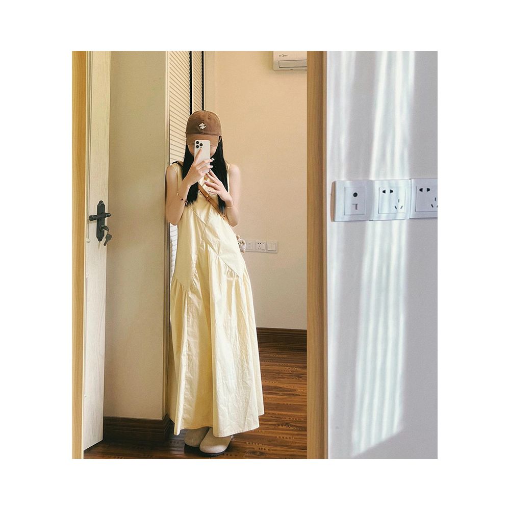 French style sleeveless vest dress new summer 2024 design fitted waist long dress gentle and sweet image 4