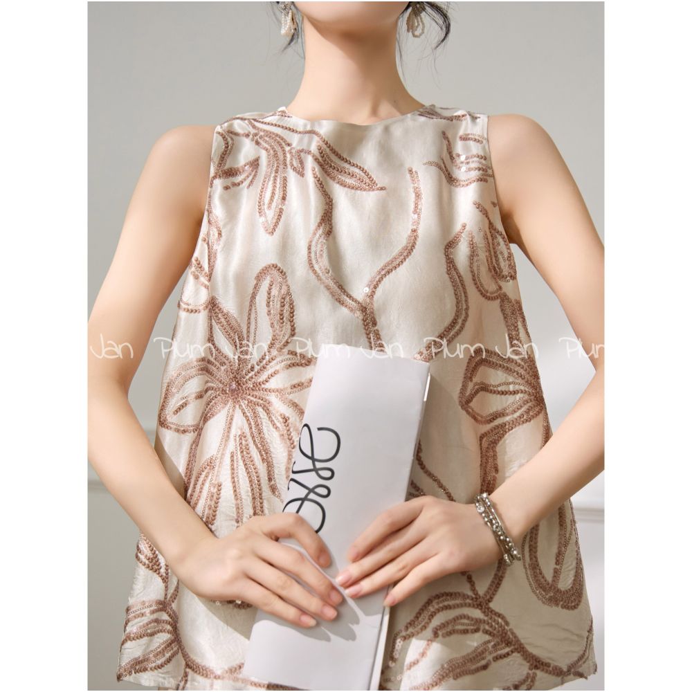 Plum Jan s uniquely designed beautiful high end vintage beaded embroidered sleeveless vest exudes a sophisticated understated luxury with a vintage feel image 1