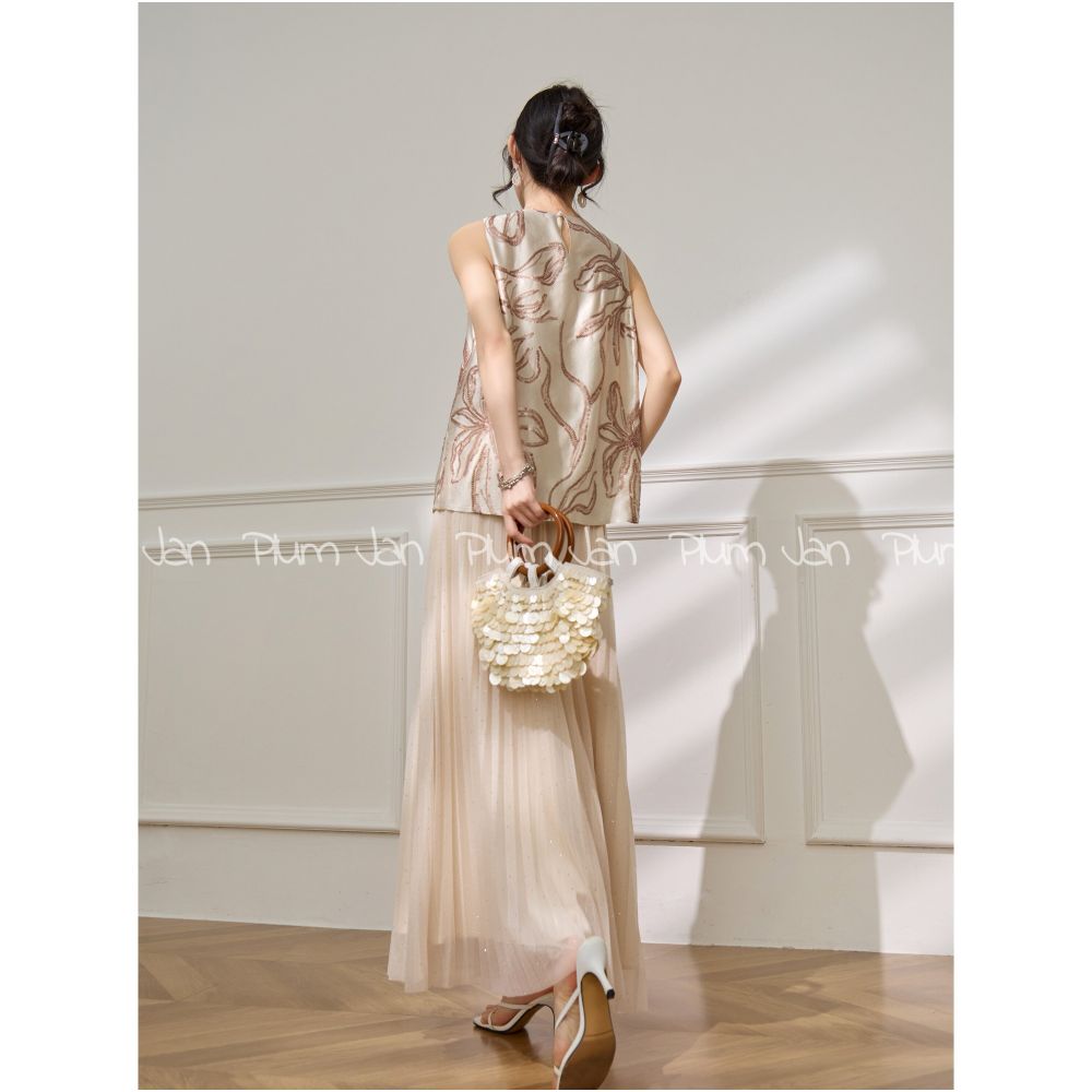 Plum Jan s uniquely designed beautiful high end vintage beaded embroidered sleeveless vest exudes a sophisticated understated luxury with a vintage feel image 4