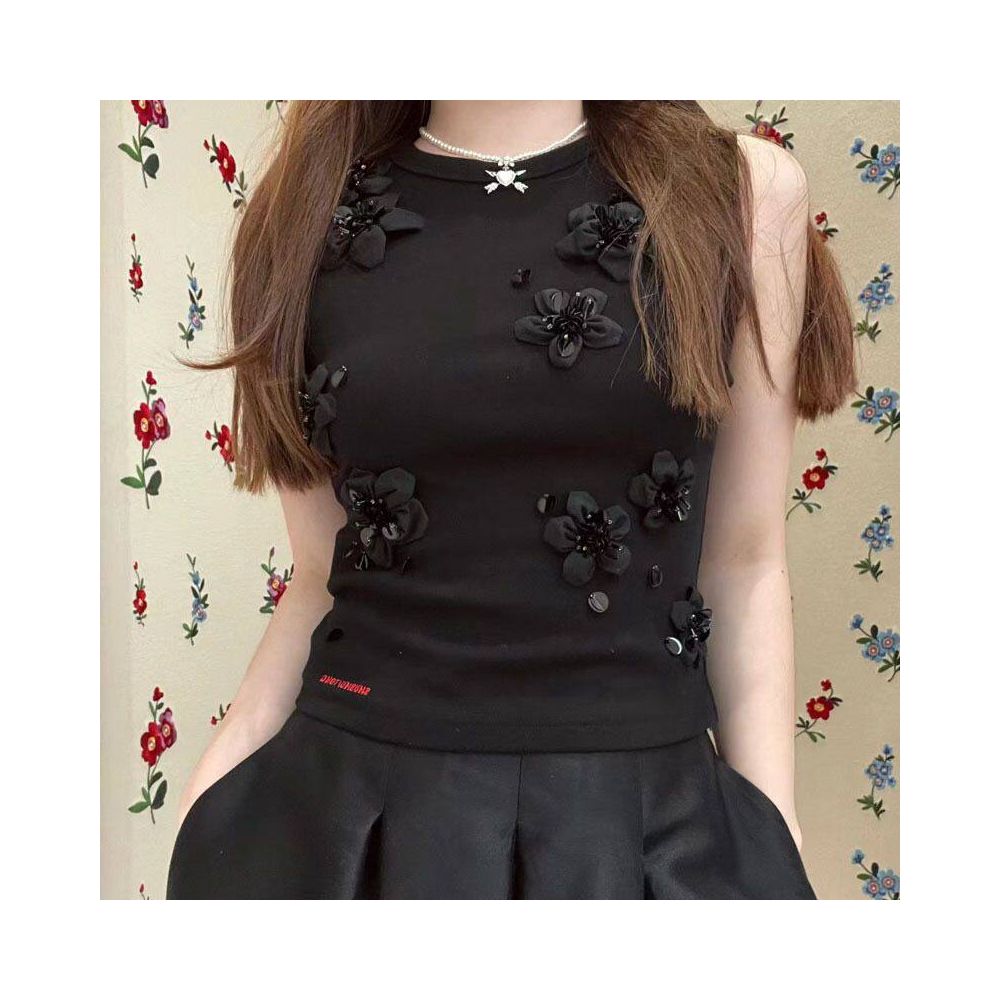 ASAYA6887 – Midnight Blossom 3D Floral Set 🌸🖤