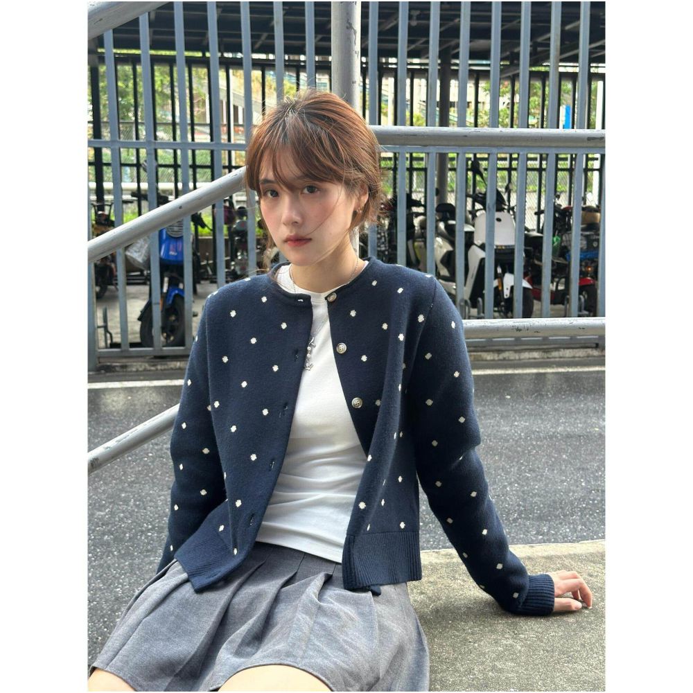 ASAYA6889 – Paris Polka Knit Cardigan 🇫🇷💙