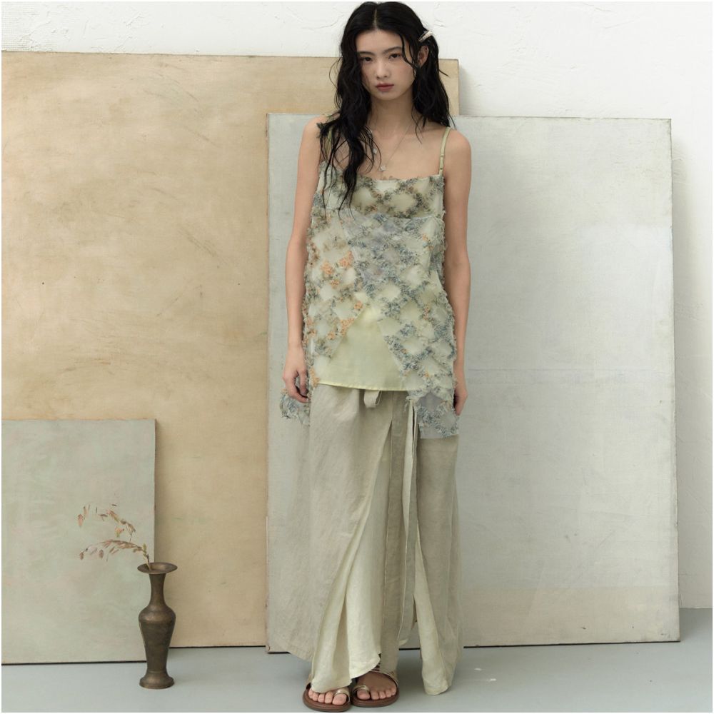 Chang Guang Aizi Original Design 3D Embroidered Mesh and Tencel Wool Camisole image 1
