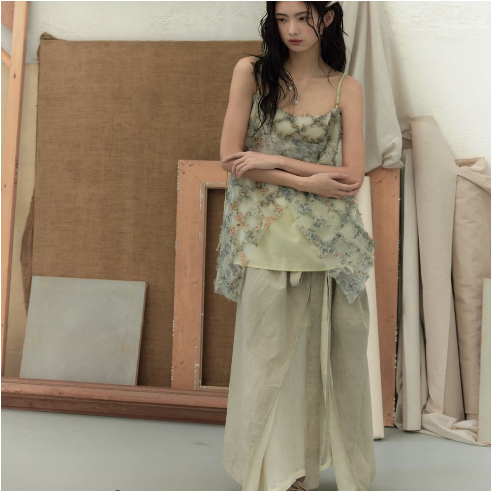 Chang Guang Aizi Original Design 3D Embroidered Mesh and Tencel Wool Camisole image 3
