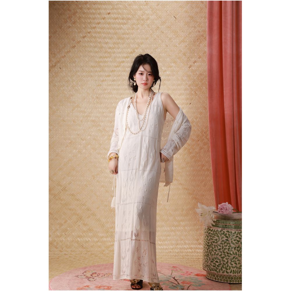 ASAYA6905 – Ivory Whisper Knit Dress Set 🤍🦢✨