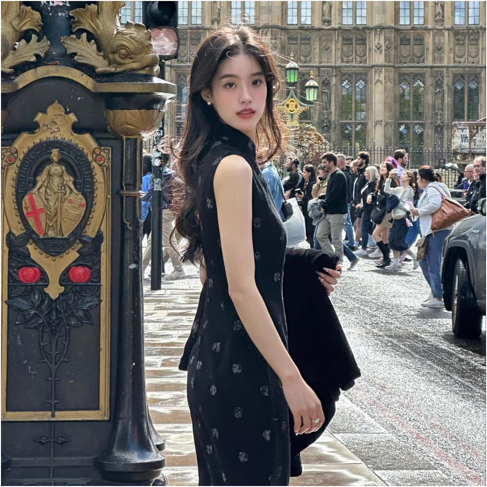 ASAYA6909 – Midnight Moon Qipao Dress 🌙🖤✨